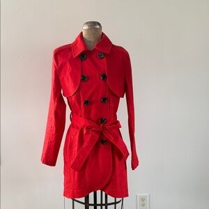 CAbi- Convertible Trench 3 in 1 Coat Vest Bolero Poppy Red Belted Size 0